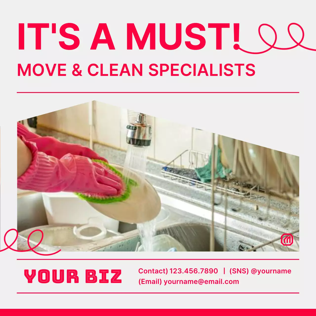 Red Modern Cleaning Advertisement Social Media Post