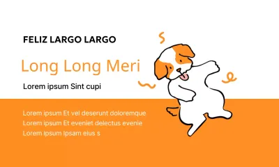 Diseño promocional con ilustraciones de cachorros y texto descriptivo