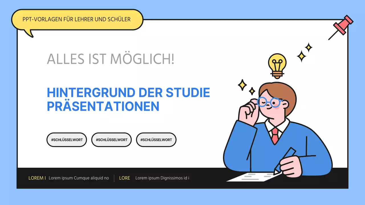 Präsentation der blauen und gelben Studienelemente