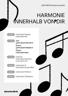 Eine einfache grau-weiße Stellenausschreibung für Orchester