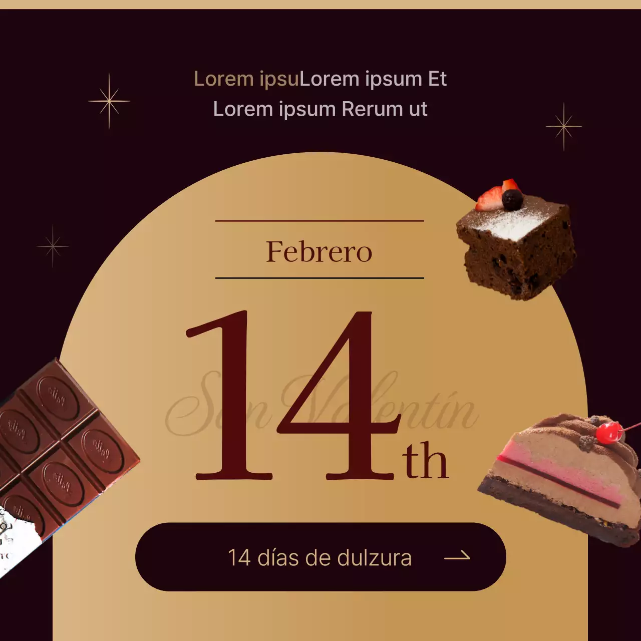 Folleto de San Valentín en marrón y beige con un toque de clase