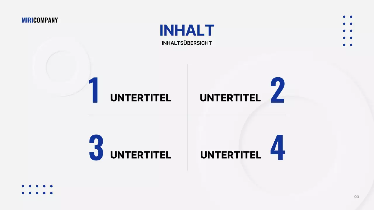 Minimalistische Geschäftspräsentation in Weiß und Marineblau