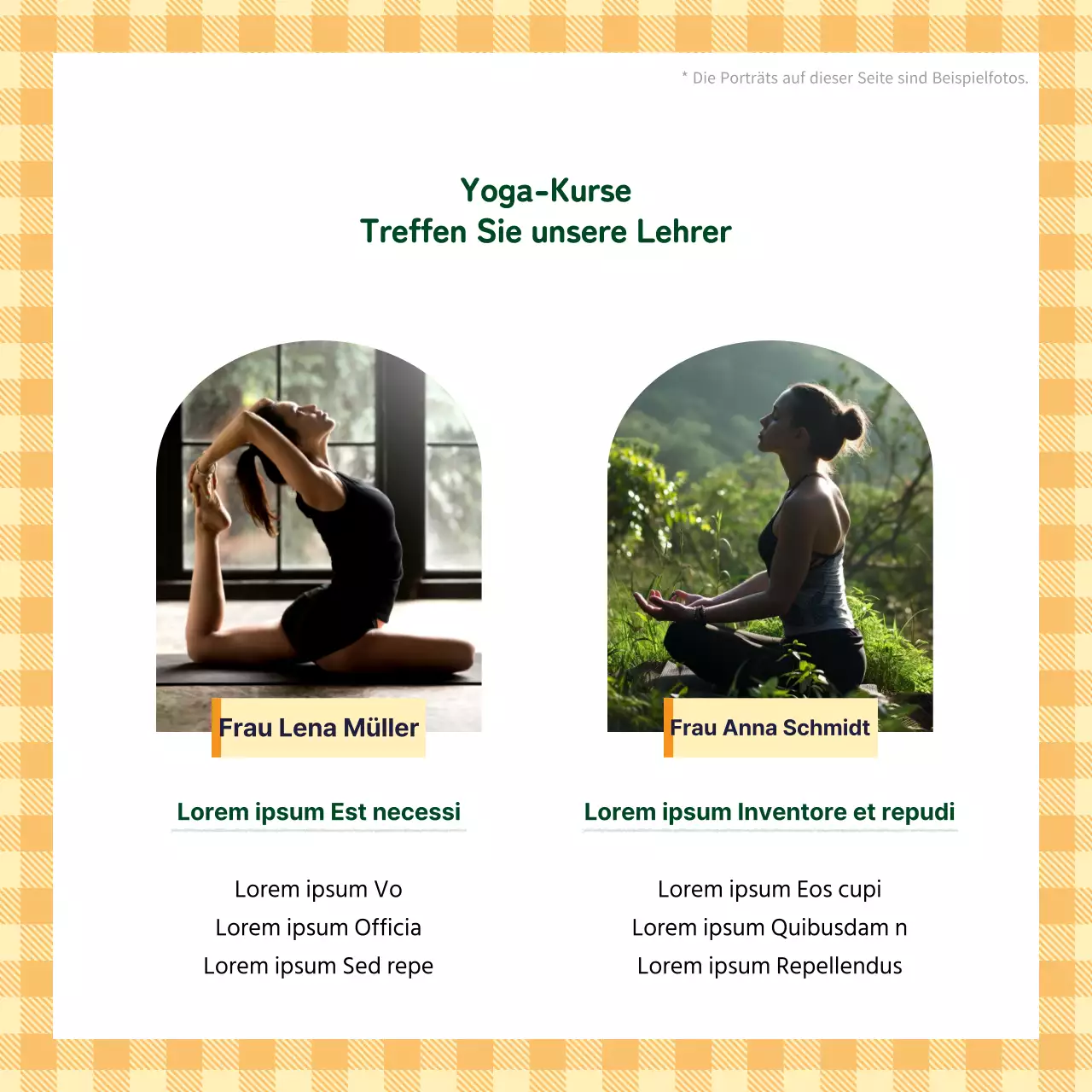 Eine einfache orange-grüne Yoga-Werbung