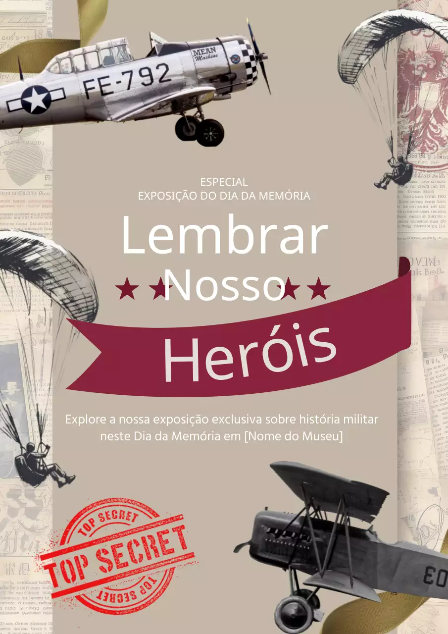 Anúncio vintage bege e vermelho da exposição do Dia do Memorial