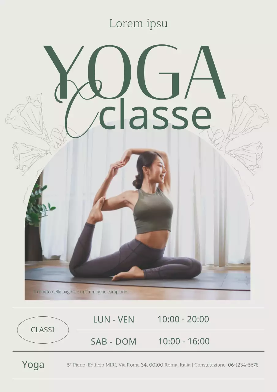 Promuovere una semplice lezione di yoga primaverile in kaki