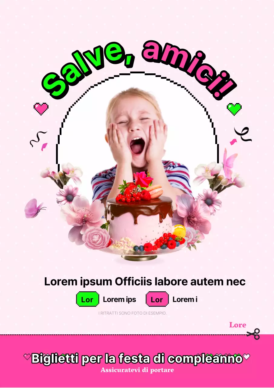 Inviti di compleanno giganti in rosa e chartreuse