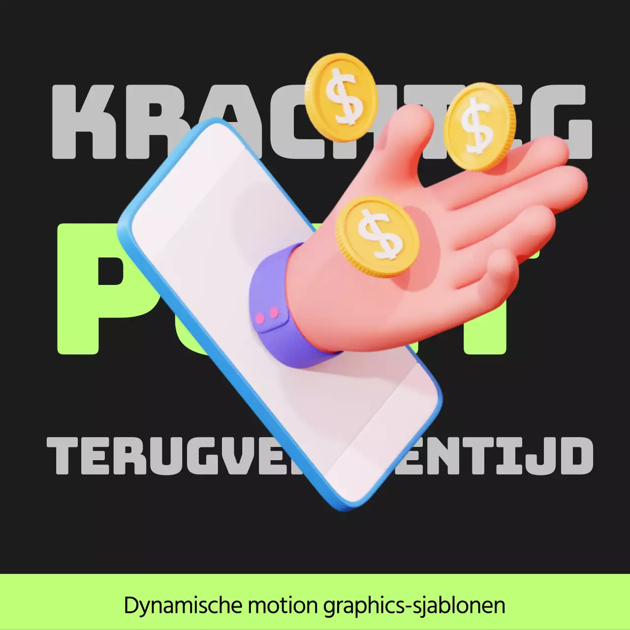 Cyberpunk points payback post in zwart en limoengroen