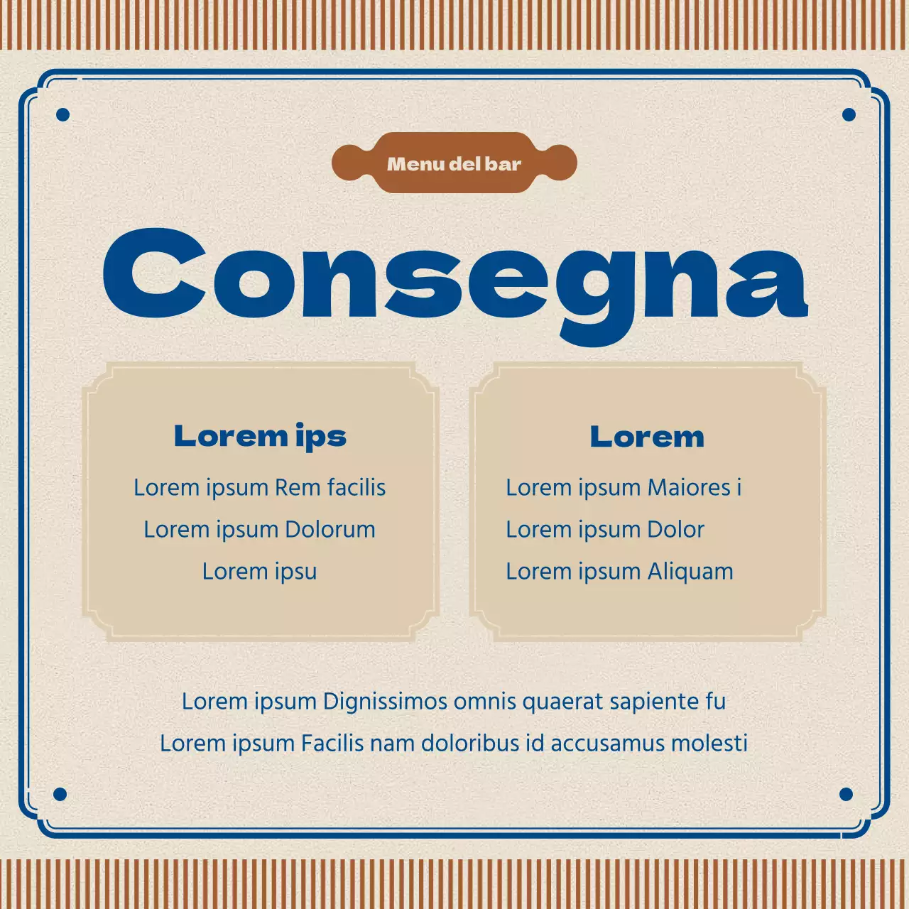 Annuncio di caffè retrò in marrone e blu