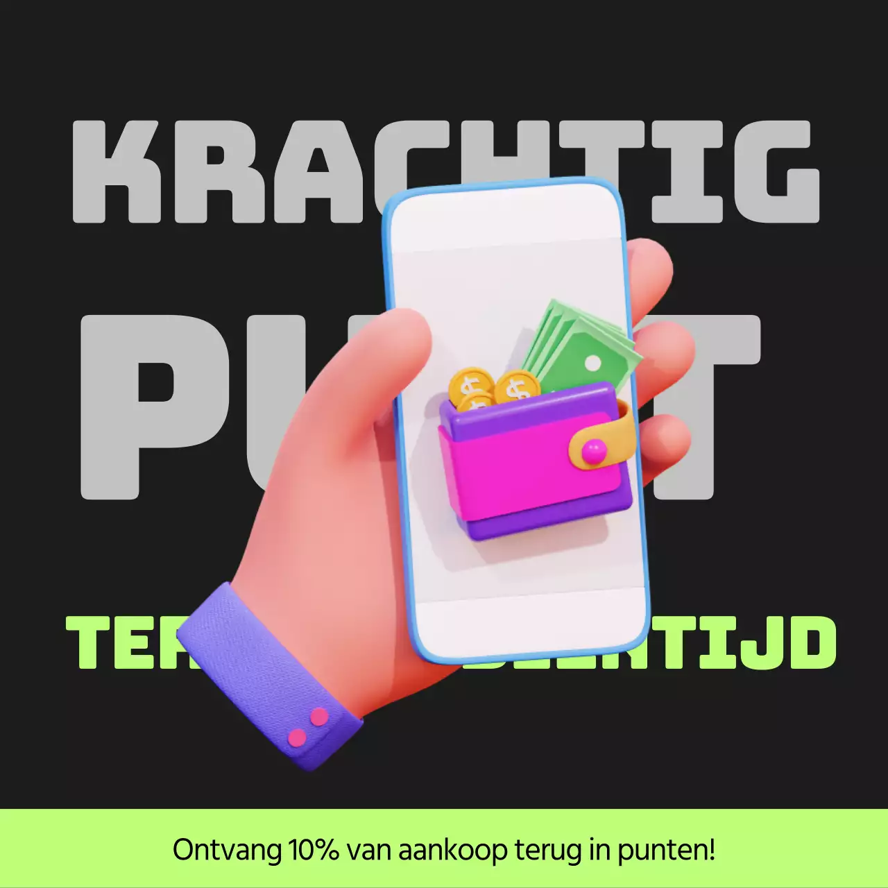 Cyberpunk points payback post in zwart en limoengroen