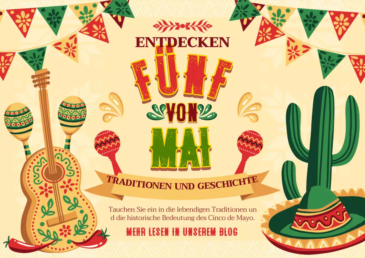 Beige und Grün Kitsch Cinco de Mayo Geschichte Blog Anzeige