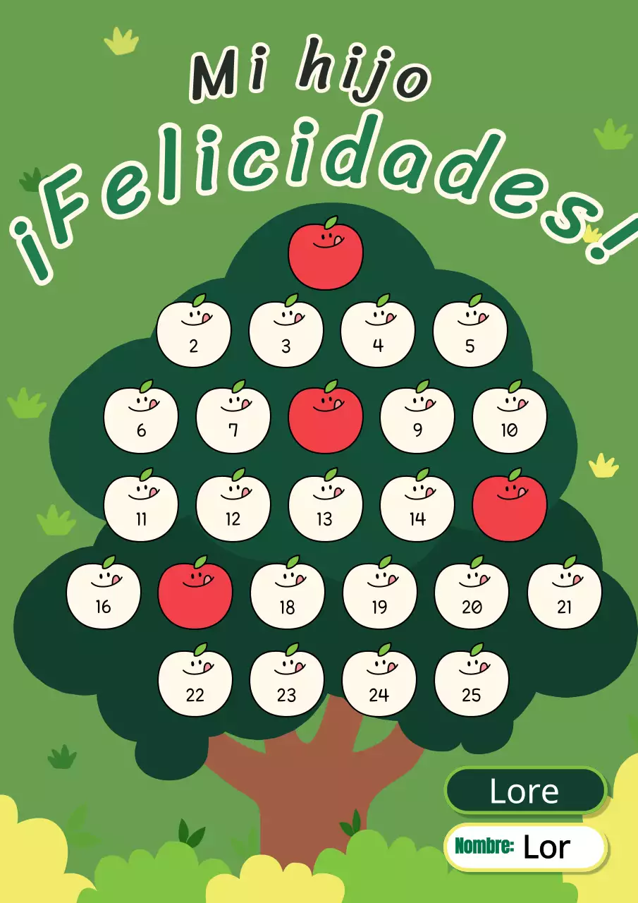 Funda adhesiva de felicitación sencilla de manzano en verde