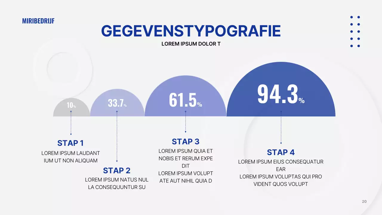 Minimalistische bedrijfspresentatie in wit en marineblauw