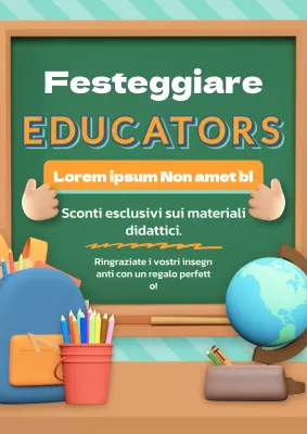 Vendita per la Giornata degli Insegnanti Kitsch verde e arancione Pubblicità