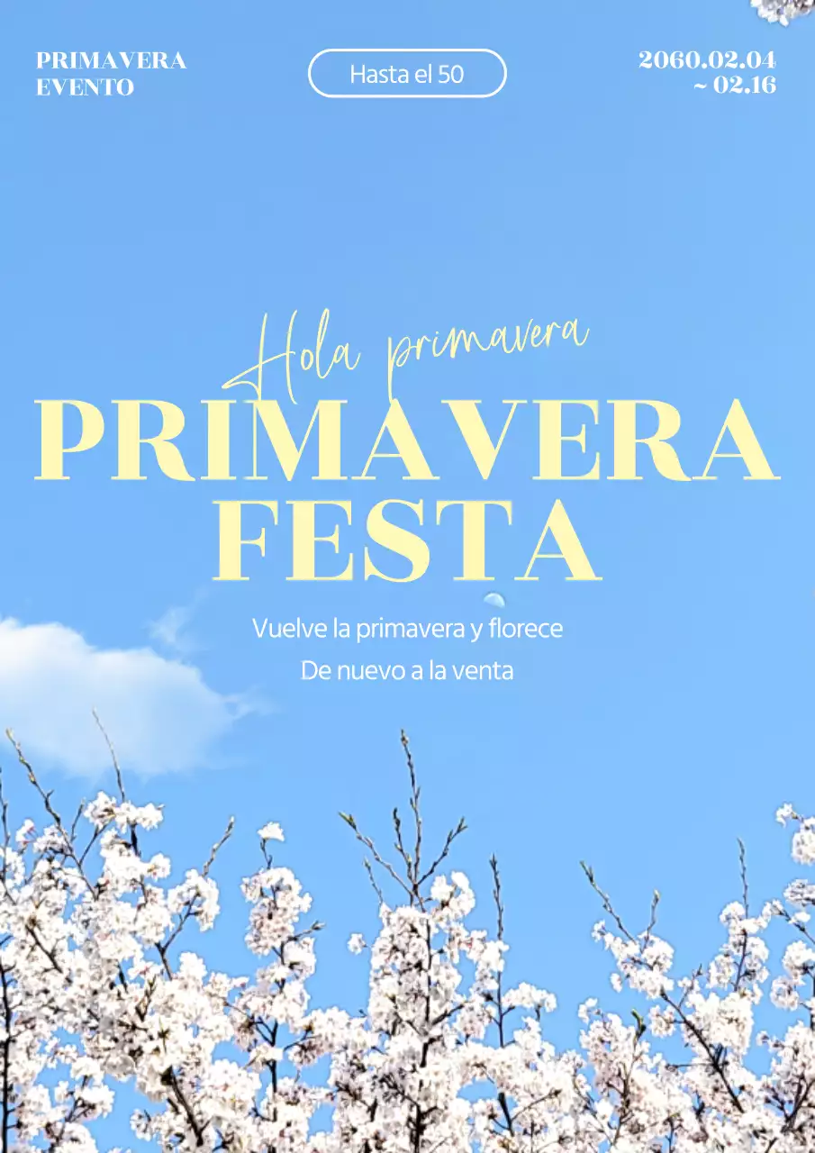 Promueva una sencilla venta de primavera en azul claro y amarillo