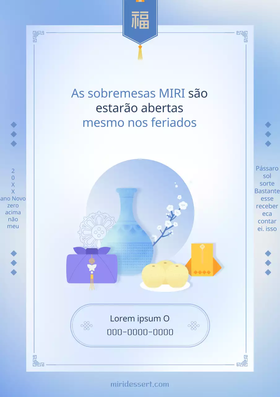 Anúncio de férias tradicional em azul e azul claro