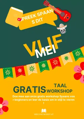 Groene en oranje kitscherige advertenties voor Spaanse klassen