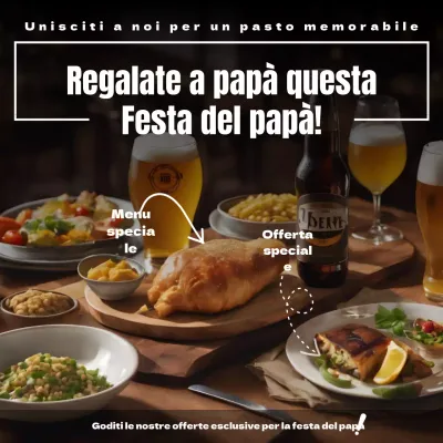 Nero e beige Semplice pubblicità per la festa del papà al ristorante