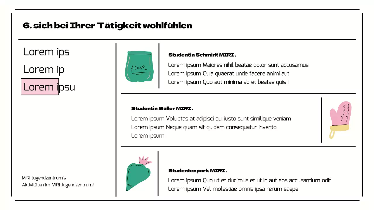 Präsentation einer schönen Jugendzentrumsaktivität in Rosa