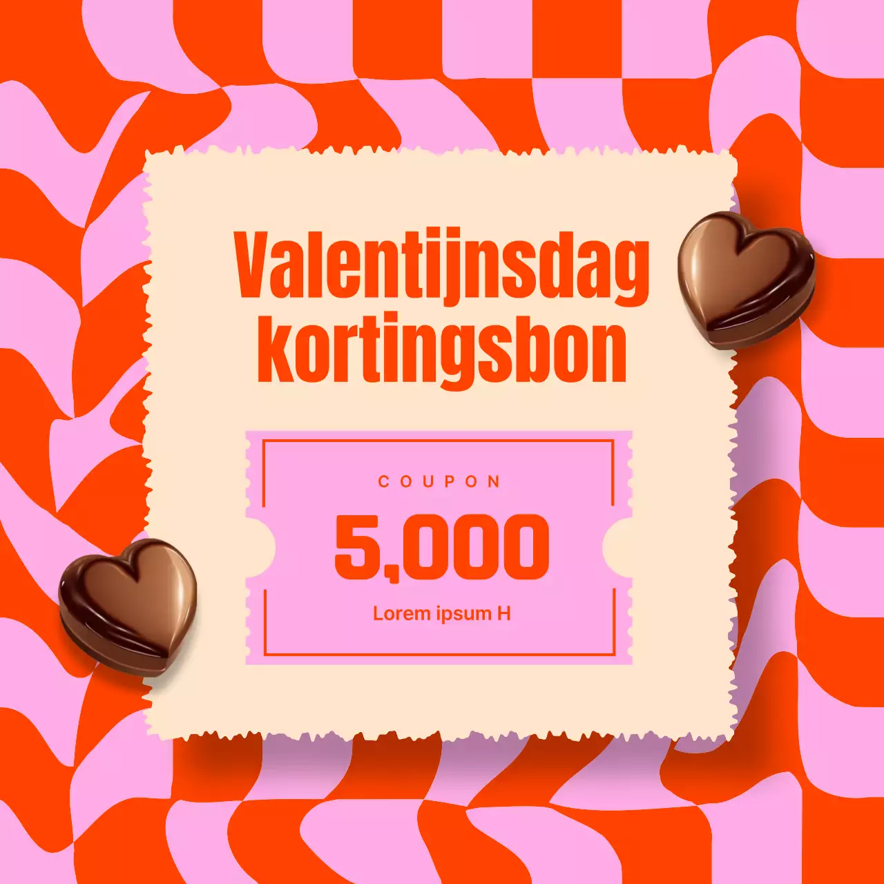 Pop-art Valentijnsverkoopadvertentie in oranje en roze