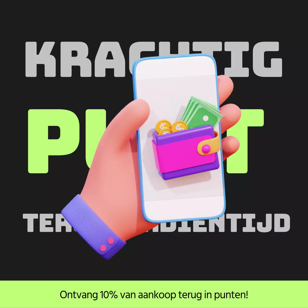 Cyberpunk points payback post in zwart en limoengroen