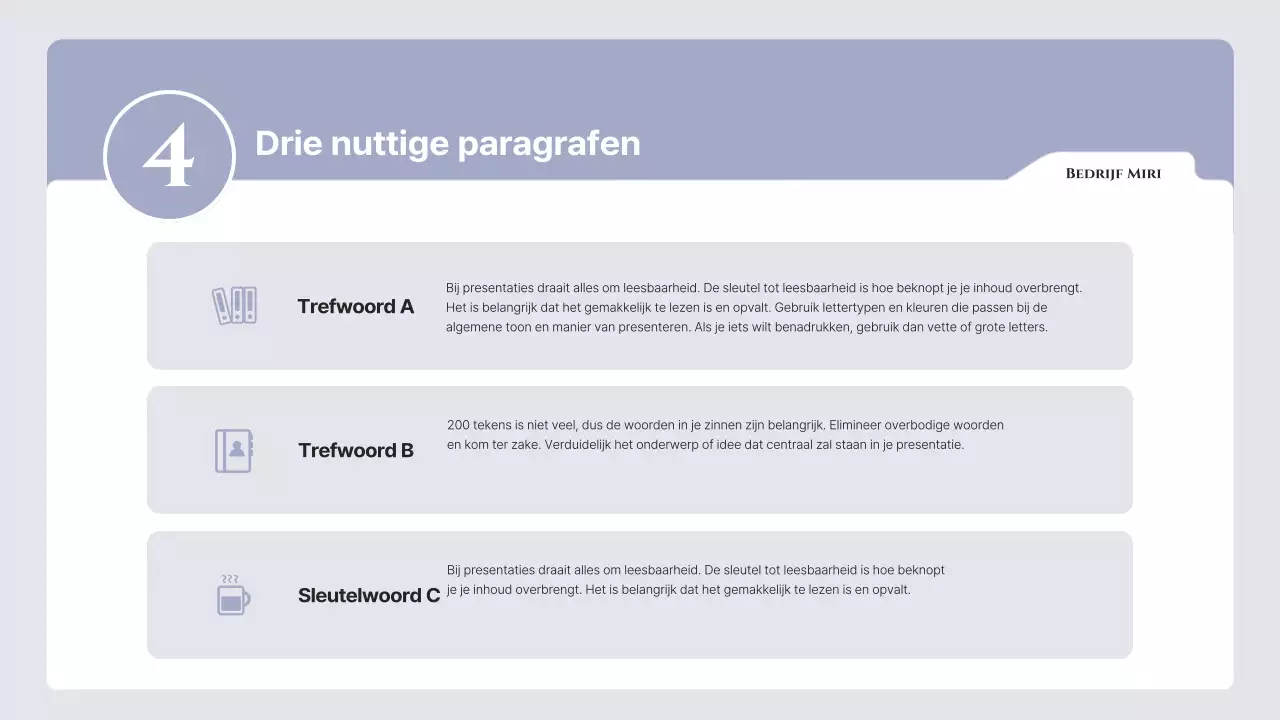 Eenvoudige tekst in mauve en grijs, met veel ruimte om te schrijven