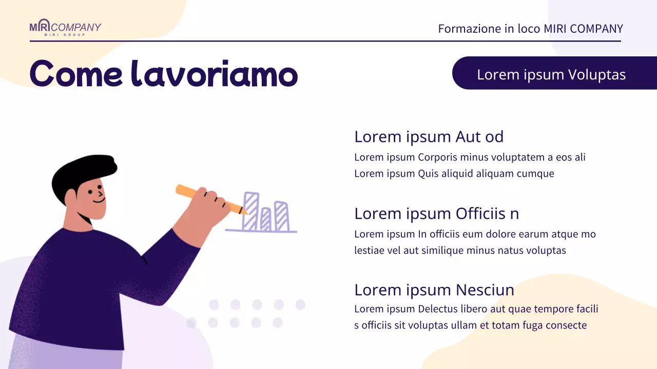 Una semplice guida alla formazione delle risorse umane in color malva e arancio