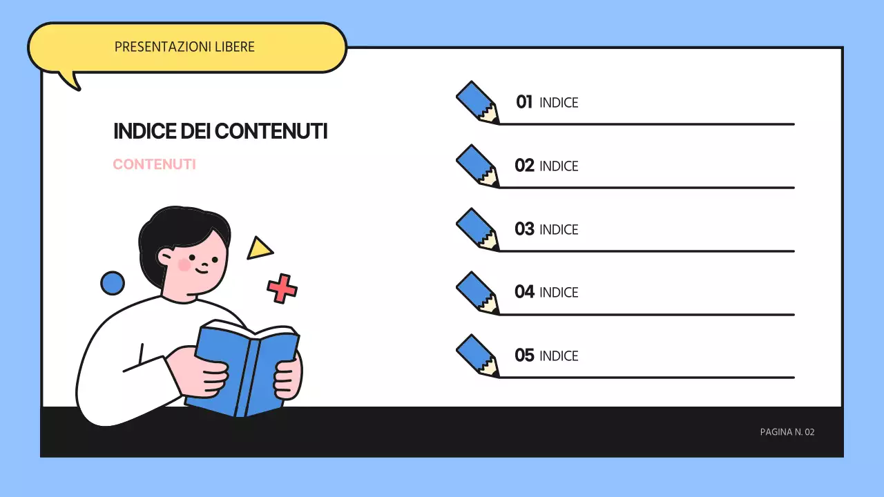 Presentazione degli elementi di studio blu e giallo