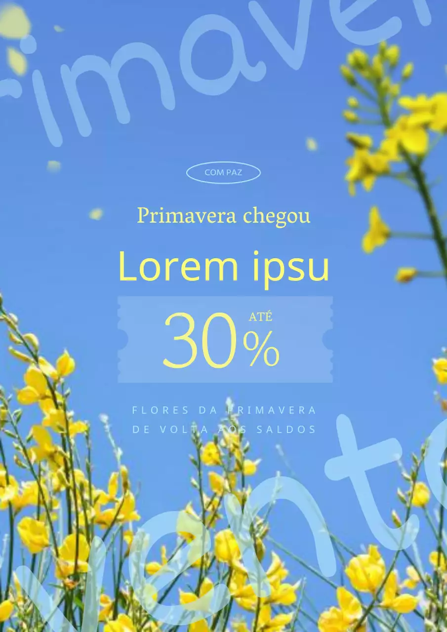 Promover uma simples venda de primavera em amarelo e azul claro