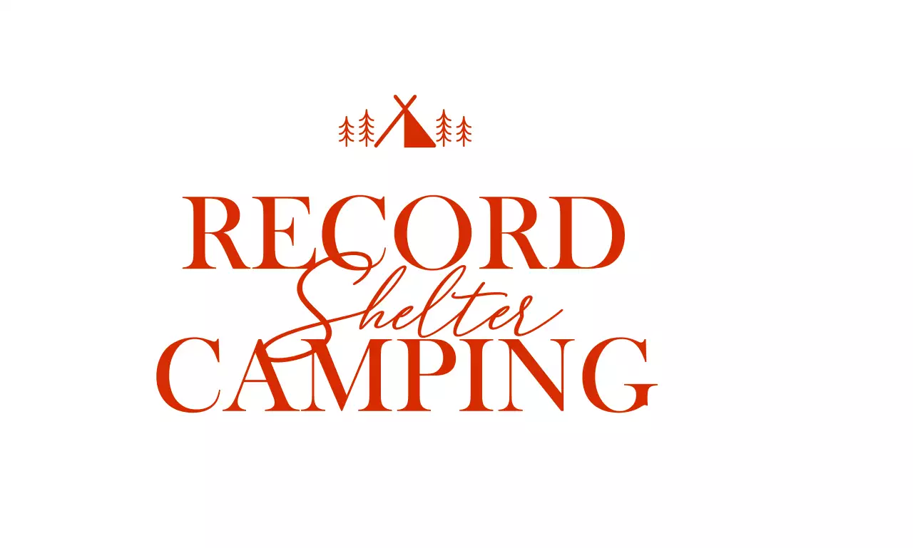 Toko berkemah dengan ilustrasi tenda dan pohon