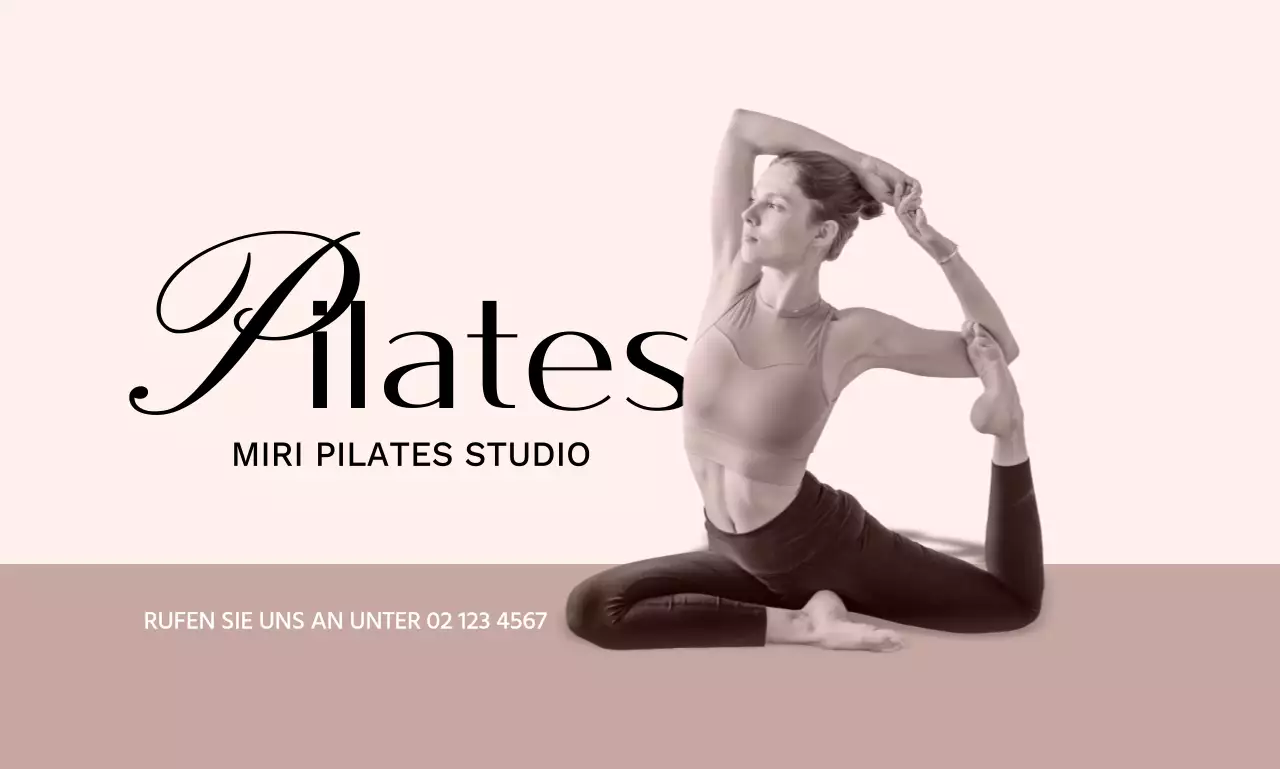 Förderung von Pilates mit einem rosafarbenen typografischen Konzept