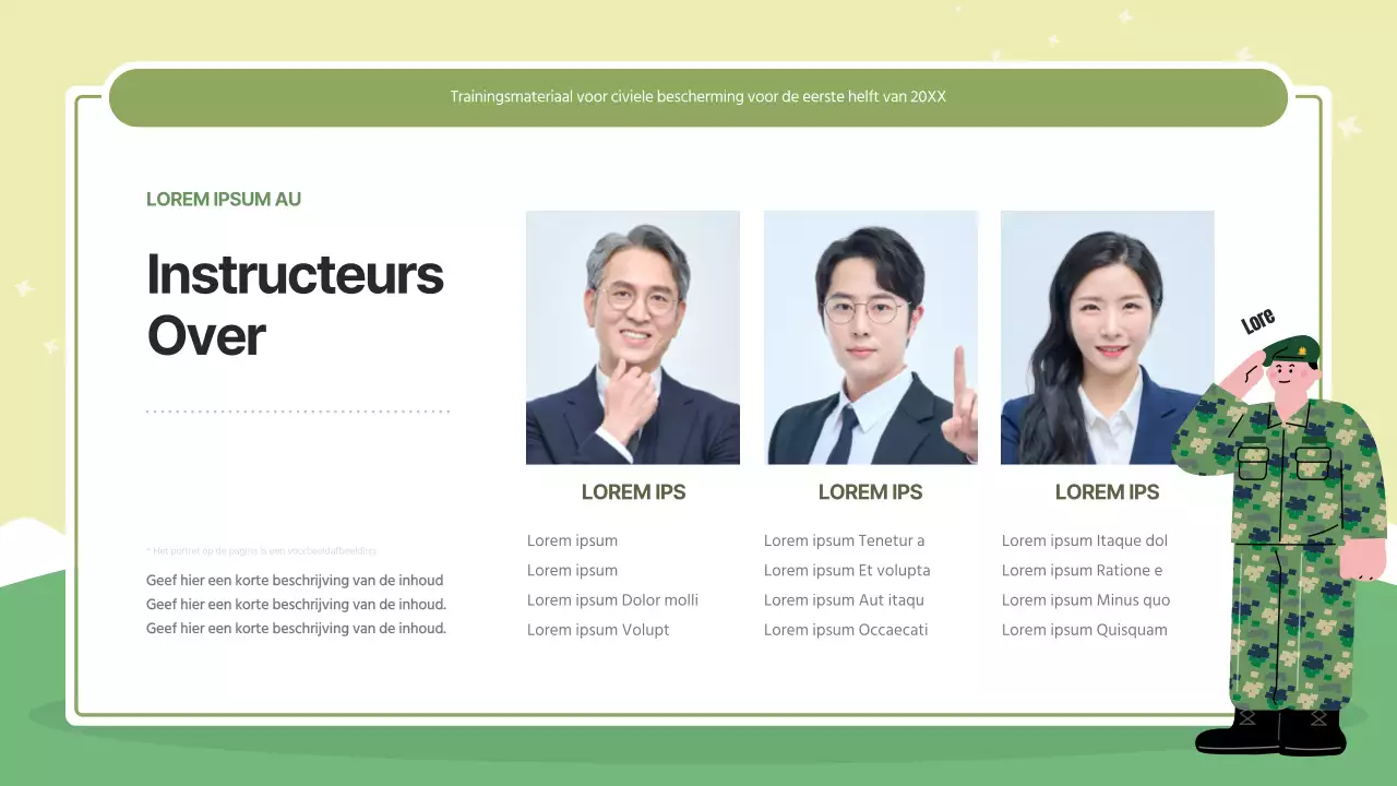 Moderne civiele verdedigingstraining in groen en limoengroen.