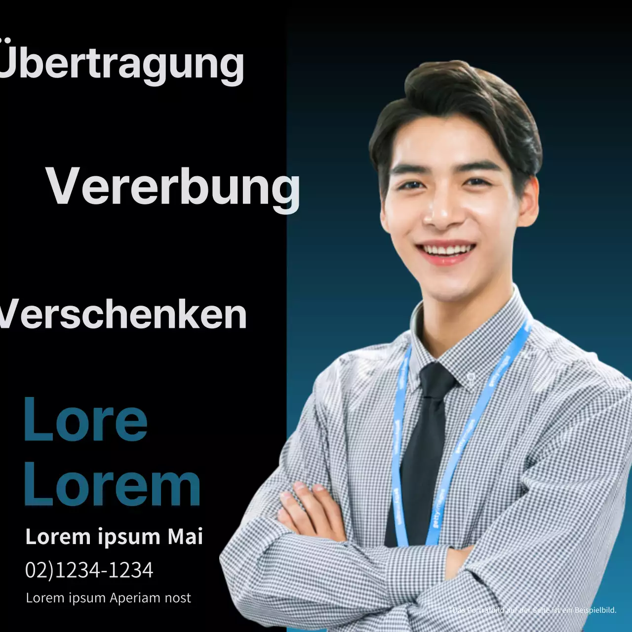 Werbung für eine moderne Steuer- und Wirtschaftsprüfungsgesellschaft in Schwarz und Blau