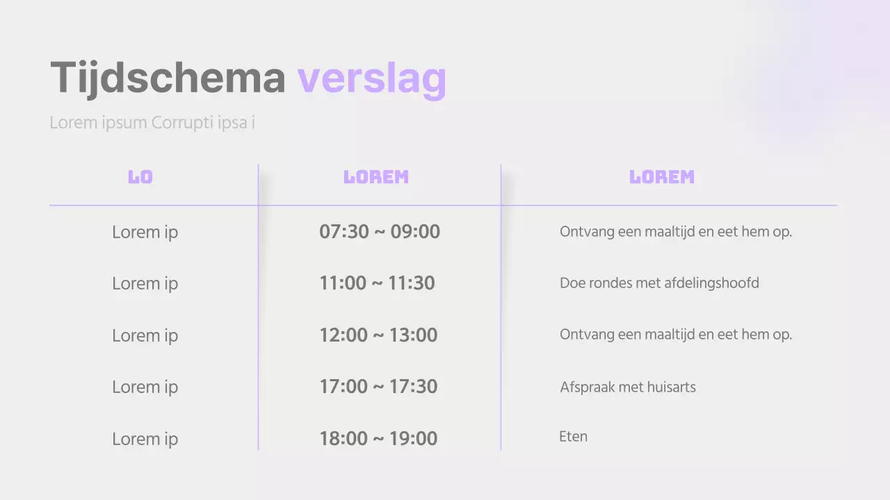 Een eenvoudig verslag in mauve en grijs