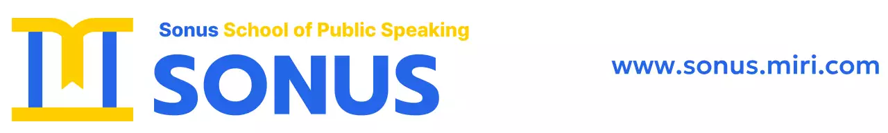 Farbgestaltung der Redeschule mit einem Symbol, das ein Podium darstellt