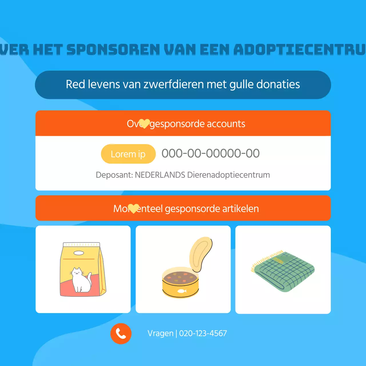 Promoot je adoptiecentrum in oranje en schattige stijl