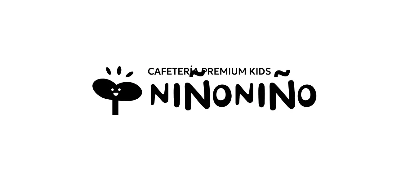 Diseño de cafetería infantil con icono de capullo sonriente