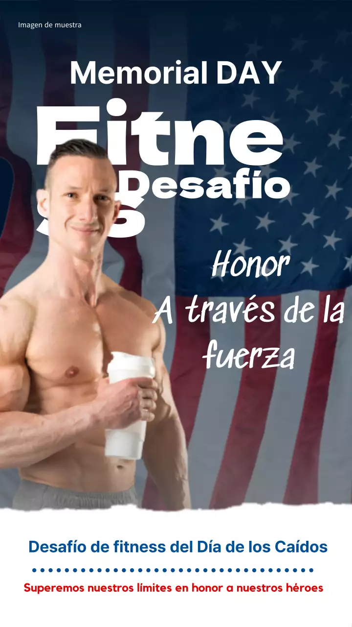 Anuncio del Desafío de Fitness Blanco y Azul del Día de los Caídos