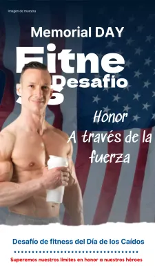 Anuncio del Desafío de Fitness Blanco y Azul del Día de los Caídos