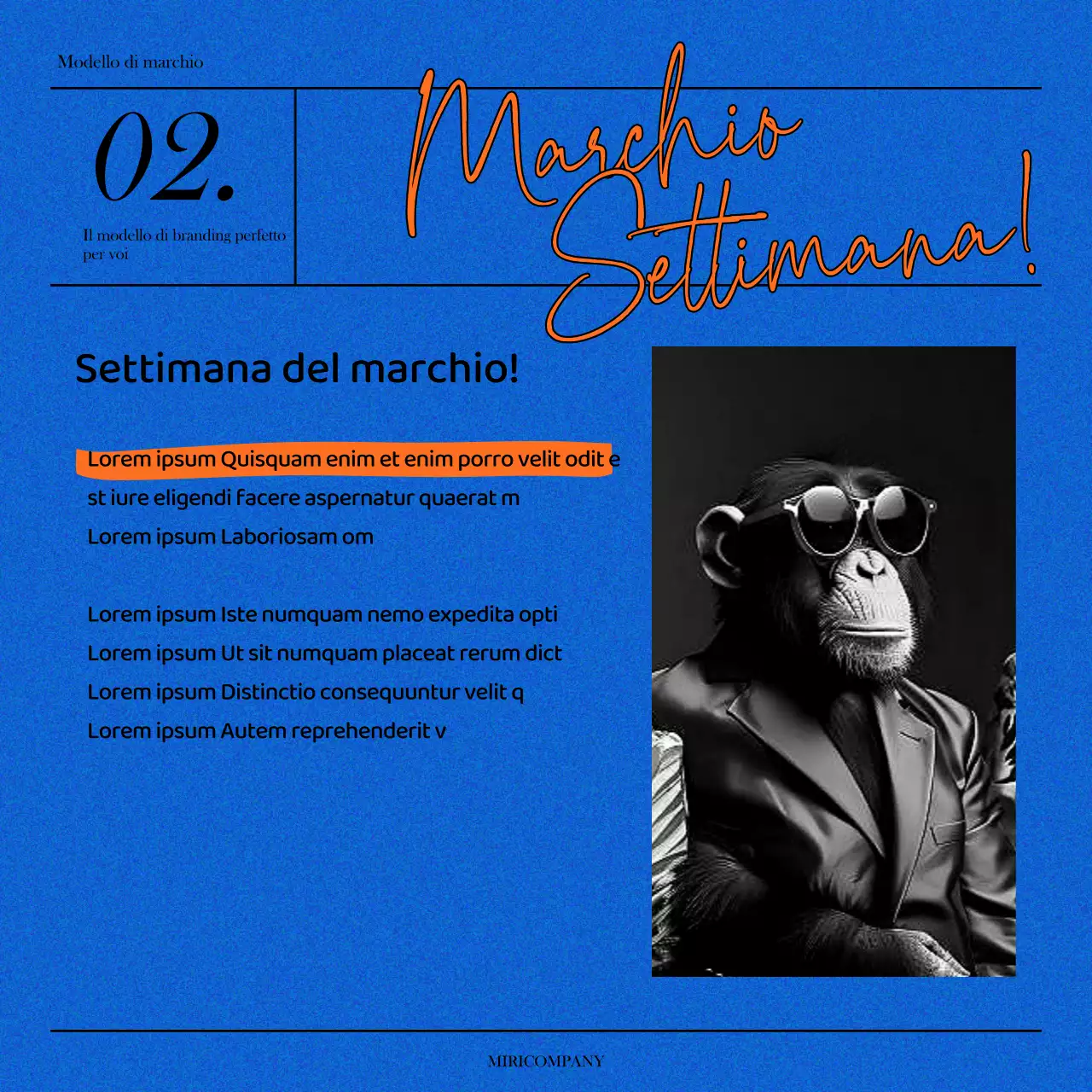 Una semplice dichiarazione di marchio in blu e arancione