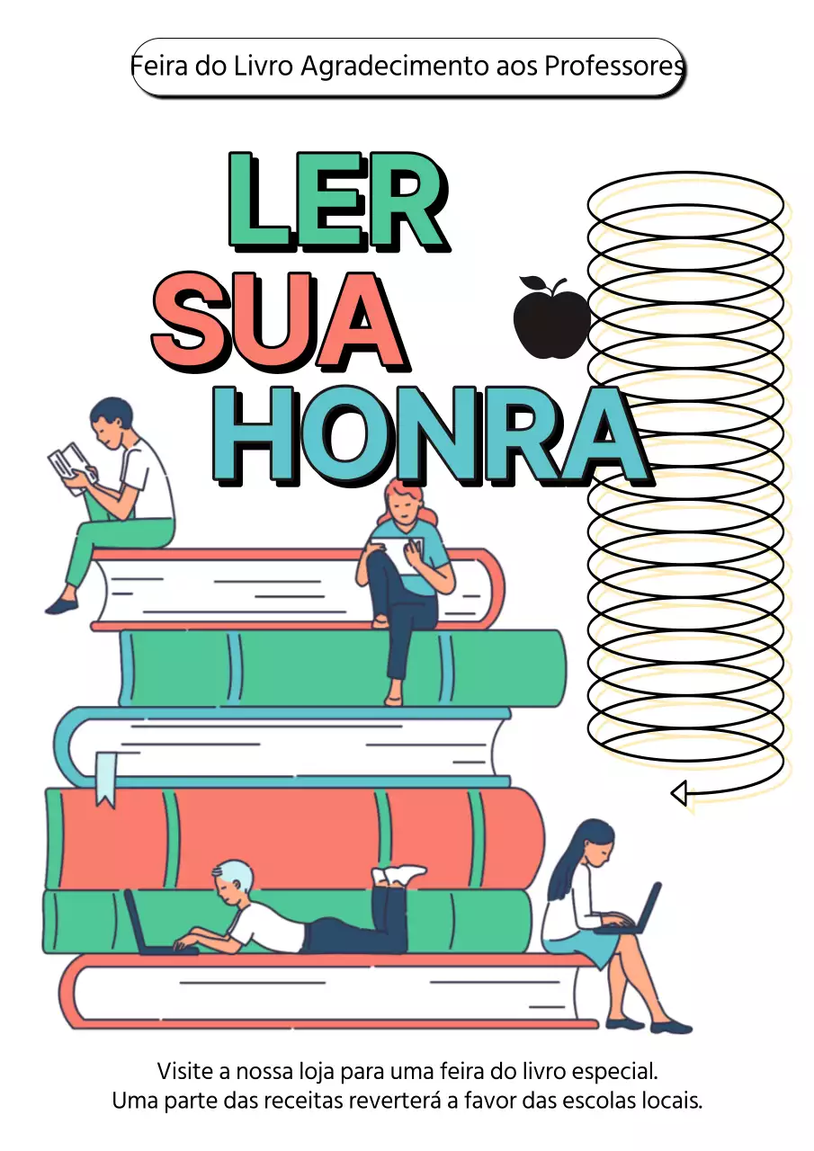 Anúncio do evento de leitura do Dia do Professor em verde e laranja
