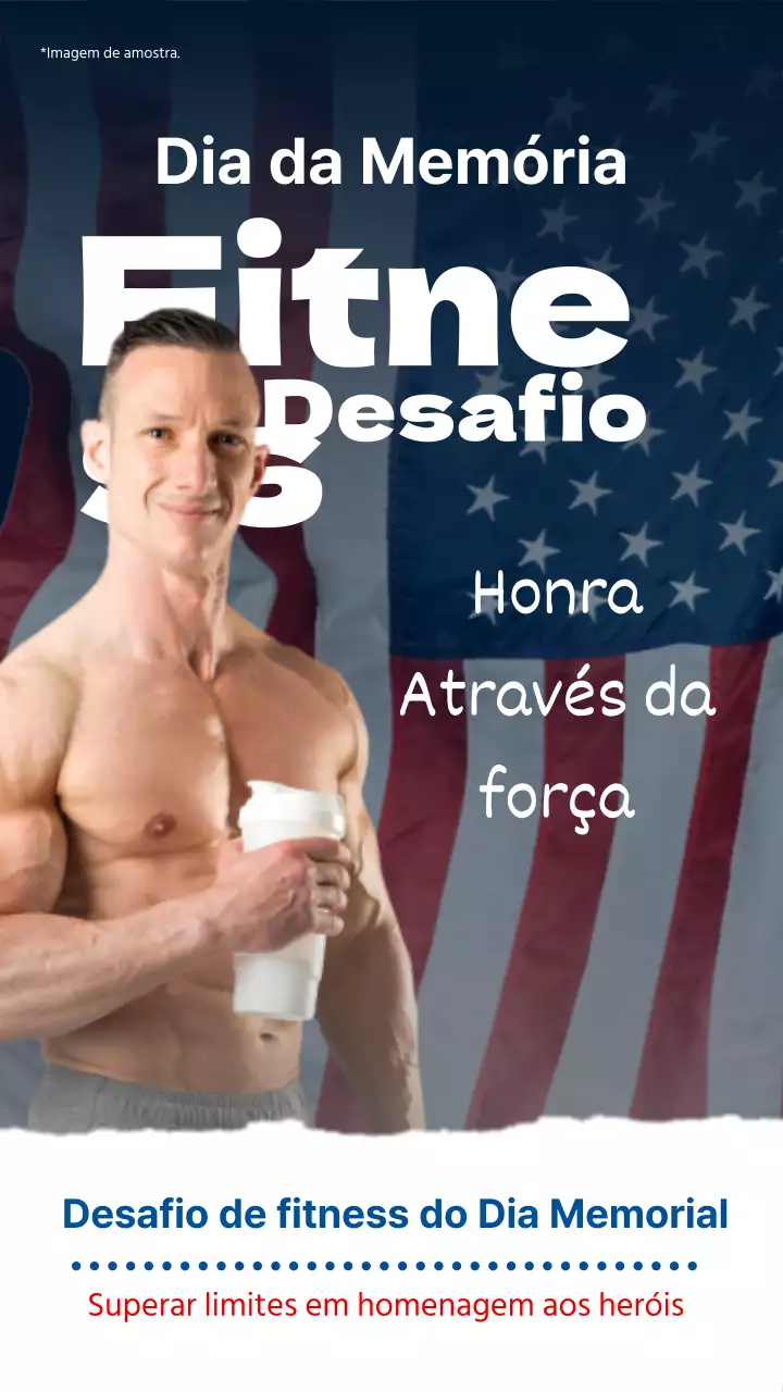 Anúncio do Desafio de Fitness do Dia do Memorial em Negrito Branco e Azul