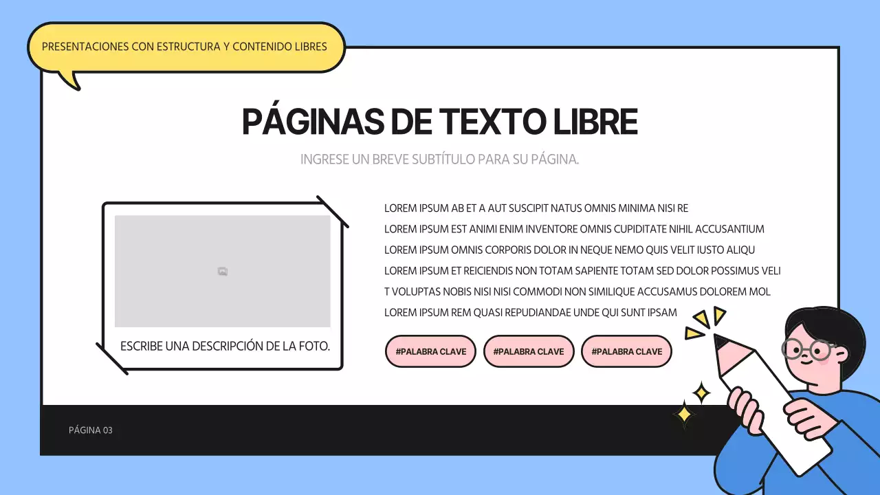 Presentación de los elementos de estudio azul y amarillo