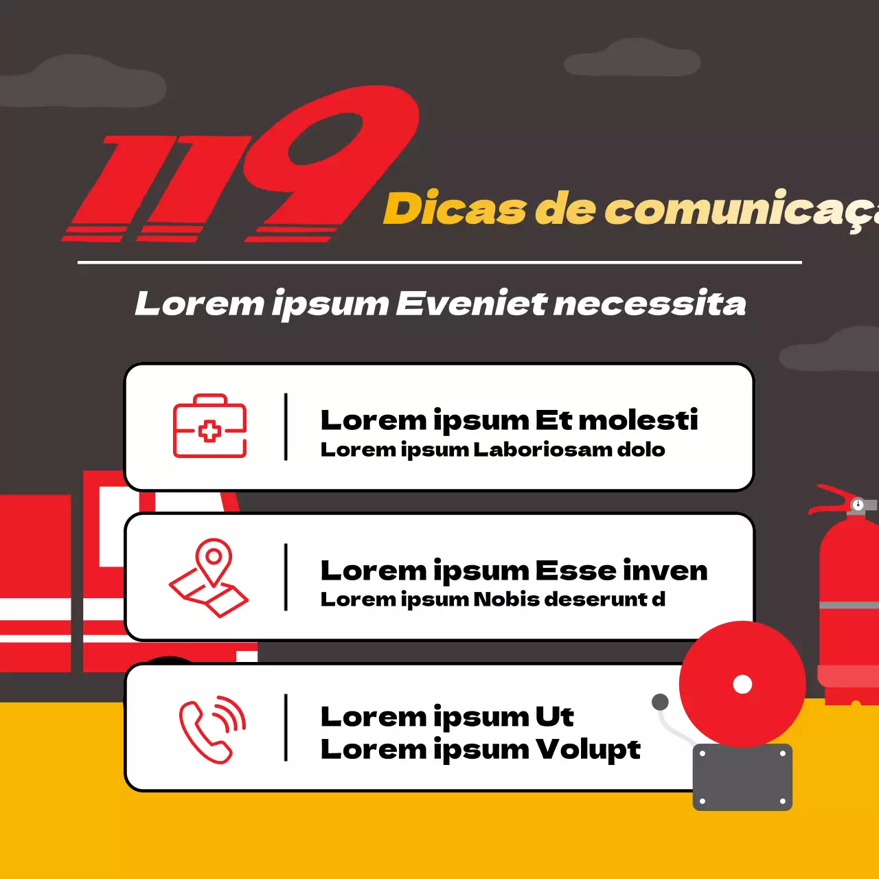 Promover dicas simples vermelhas e laranja para o 911