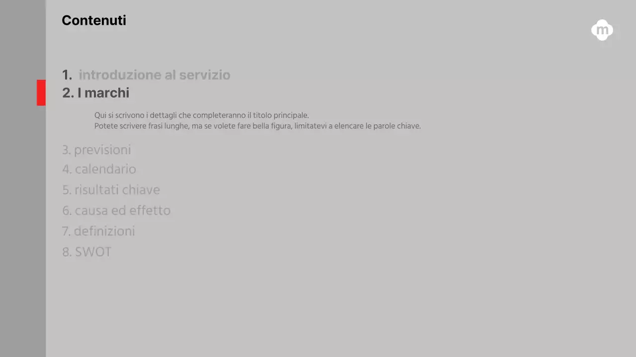 Rapporti semplici e in bianco e nero sulle prestazioni dei servizi, sulla strategia e sulle previsioni di espansione