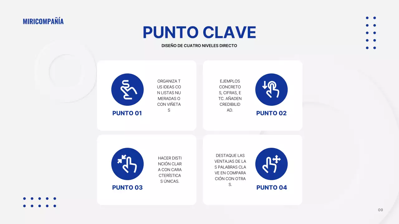 Presentación empresarial minimalista en blanco y azul marino