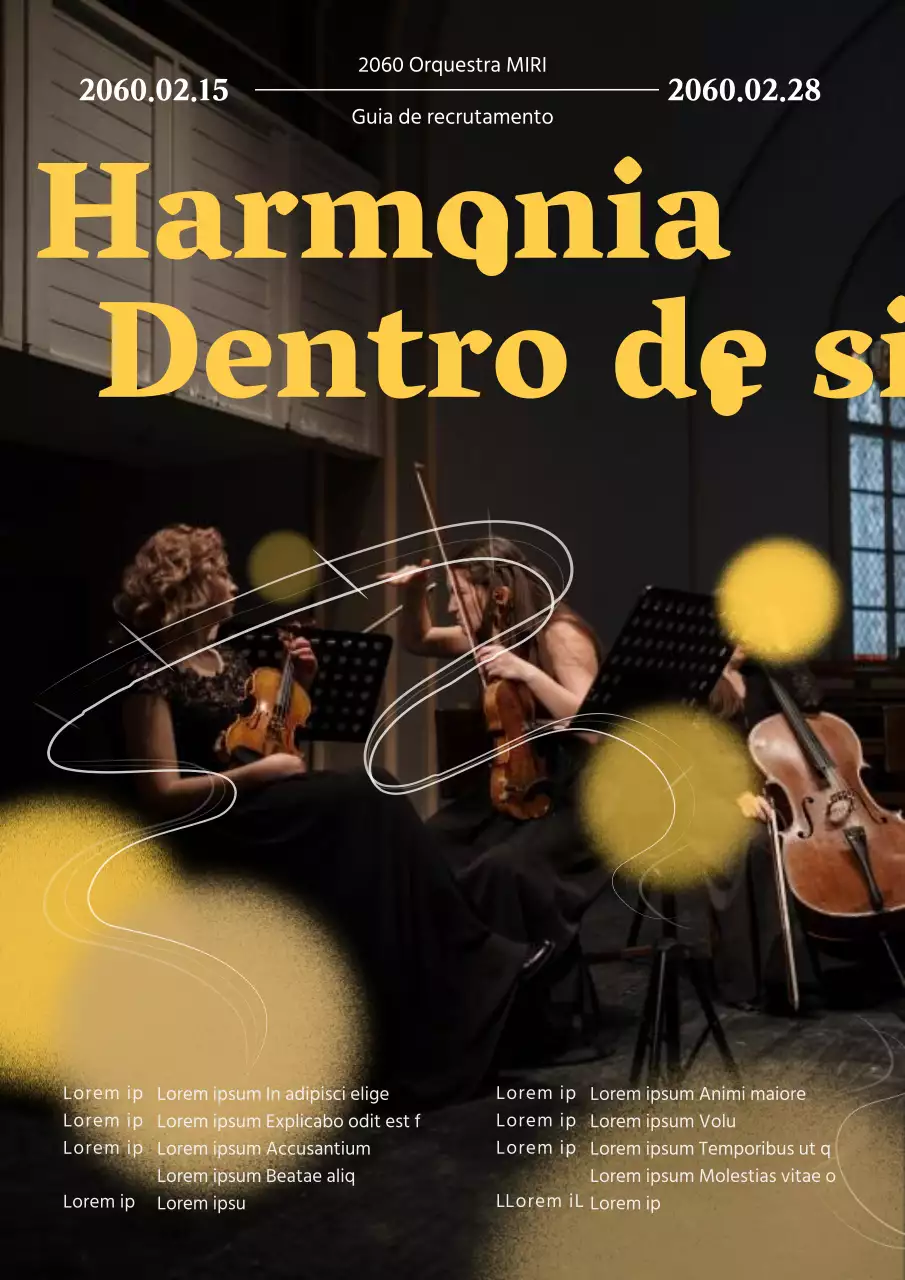 Promover o recrutamento para a orquestra clássica preta e amarela
