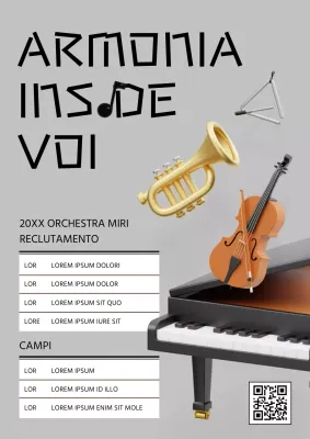 Lettera di presentazione per il reclutamento di un'orchestra grigia e nera