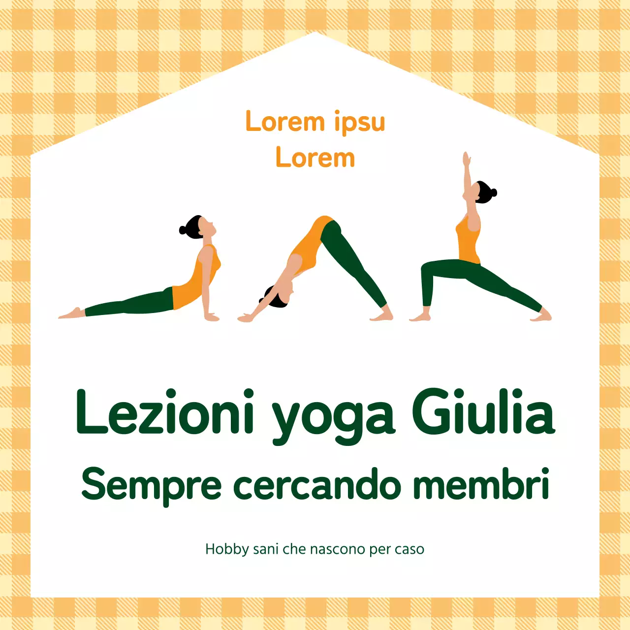 Una semplice proposta di reclutamento per lo yoga in arancione e verde