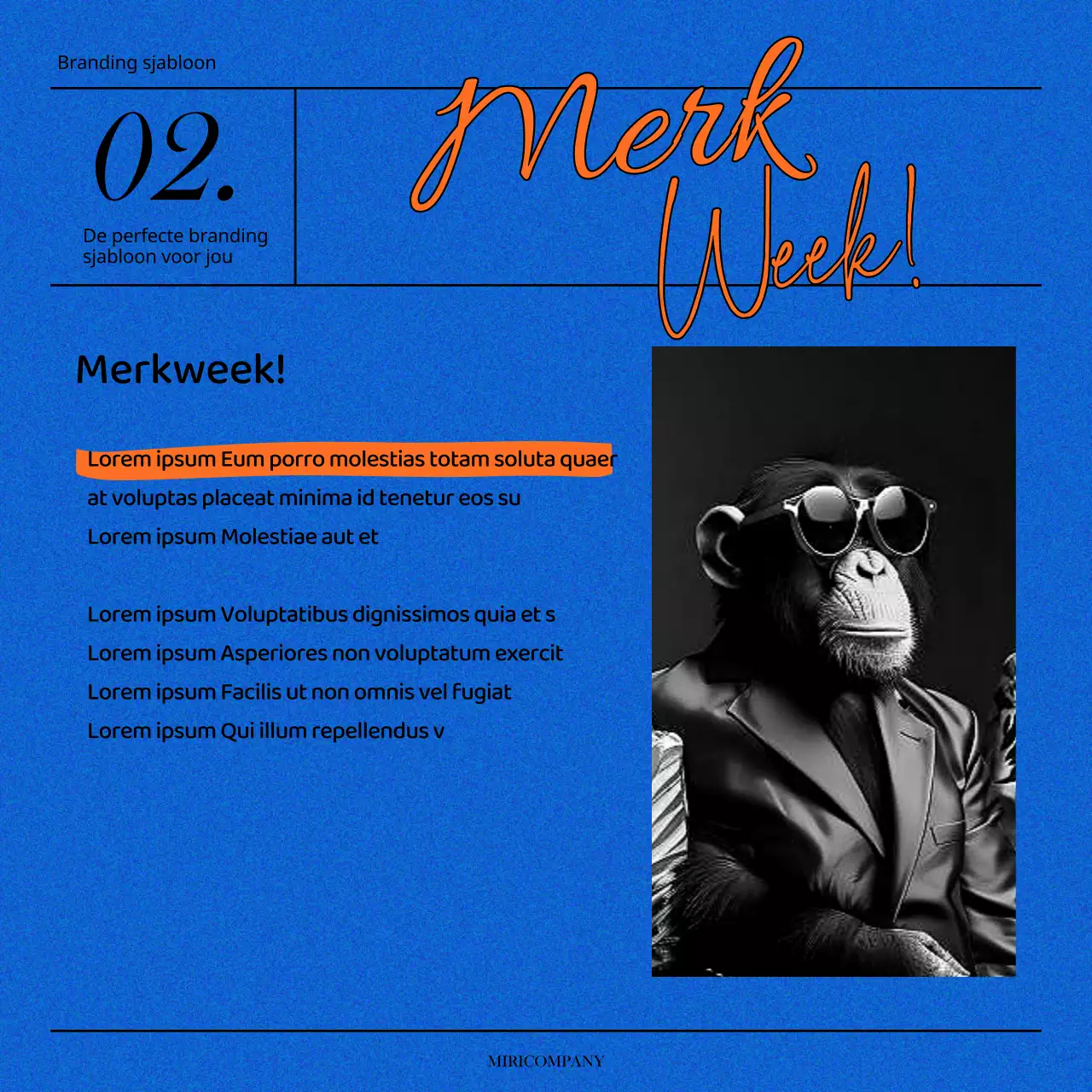 Een eenvoudig blauw en oranje merkstatement