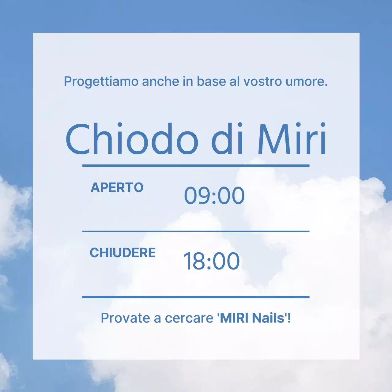 Promuovete un simpatico salone per unghie con uno sfondo blu